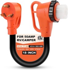 30 Amp to 50 Amp RV Adapter with Twist Lock for 30 Amp RV 30Amp to 50Amp