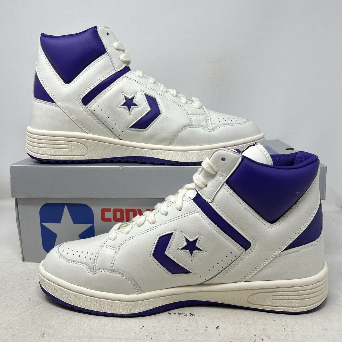 Converse Weapon Mid Leather Court Purple Vintage White Men's 13