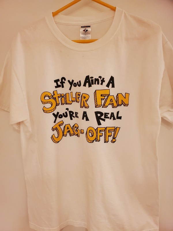 FUNNY NOVELTY PITTSBURGH STEELER FAN JERSEY-T-SHIRT - "STILLER /JAG- OFF"