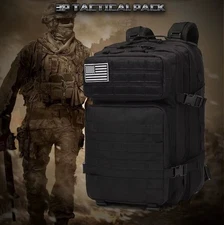 45L  Military Black Tactical Backpack Rucksack Camping Hiking Bag Outdoor Travel