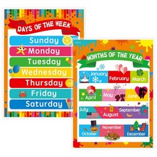 Gethelud Days of the Week, Months Year 11.4"W x 16.1"H, Multicolor