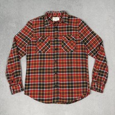 Vintage 90s Ralph Lauren Mens Heavyweight Plaid Flannel Shirt M Red Front Pocket