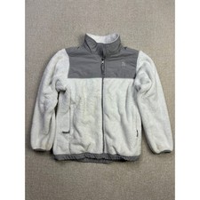 The North Face Girls Denali Fleece Jacket Cream Grey Full Zip Size L 14/16