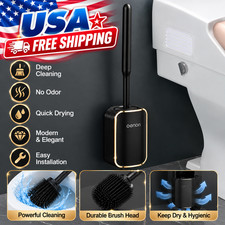 Premium Quality Bathroom Toilet Cleaning Flexible Brush and Holder Set With Lid