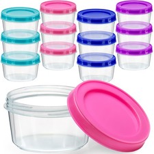 12 Pack - 7 oz Plastic Food Storage Containers with Screw Lids, BPA-Free, Reu...