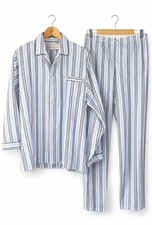 Vintage McKenzie Imperial Broadcloth Pajama Set Men  s L Blue Striped Lounge Slee