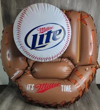 Miller Lite Inflatable Baseball Glove 35" x 34" Summer Pool Float Mancave Decor
