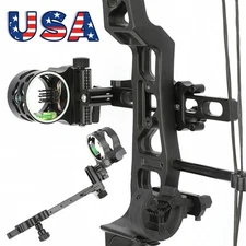 Compound Bow 5Pin Sight 0.019" Optical Fiber Light Adjustable Archery Hunt Shoot