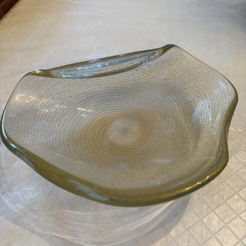 Vintage Art Glass Dish, Likely Murano With aventurine inclusions