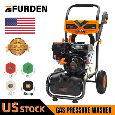 #ad Efurden Gas Pressure Washer Cold Water Power Washer 3500PSI 2.3GPM w 4 Nozzles $260.99
