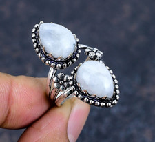 Rainbow Moonstone Gemstone Handmade 925 Sterling Silver Beautiful Jewelry Ring