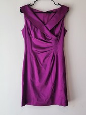 Tahari Arthur Levine Sheath Purple Dress Twist Front Size 6
