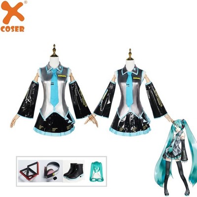 Hatsune Miku Vocaloid Cosplay Costume Wig Uniform Dress Party Outfits Halloween