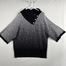 Adrienne Vittadini Sweater Top Womens size 3X Relaxed Black Silver Metallic