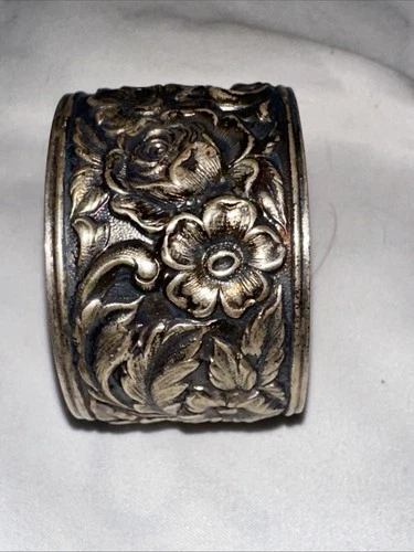 Sterling Silver Napkin Ring Floral Rose Repoussé #28 by S. Kirk & Son