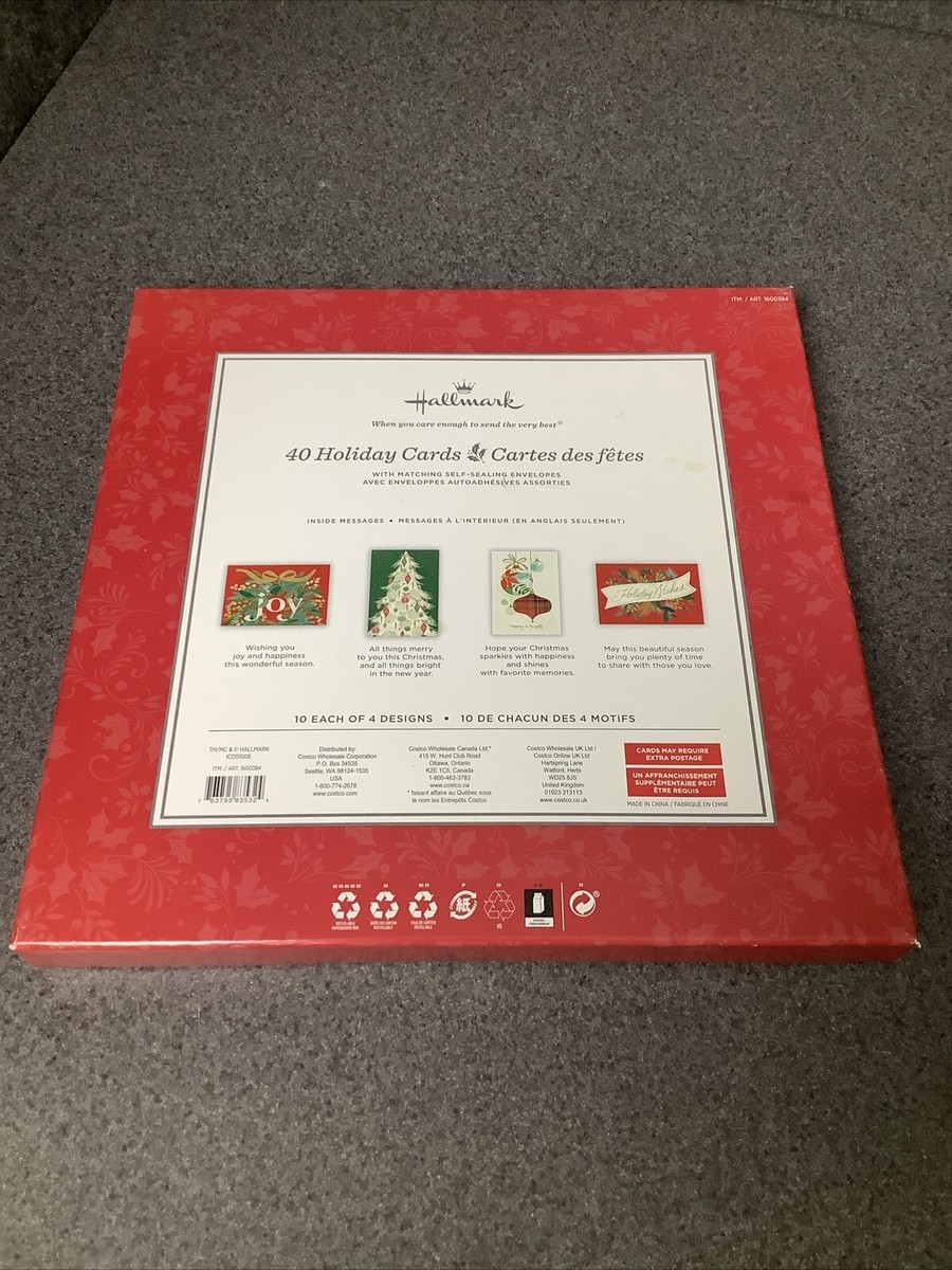 Hallmark 40 Holiday Cards 4 Designs with Matching Self
