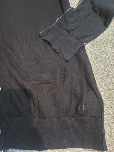 Brandneu mit Etikett Calvin Klein Jeans schwarze Feinstrick-Cardigan für Herren M reine Baumwolle CK - Bild 2 von 6