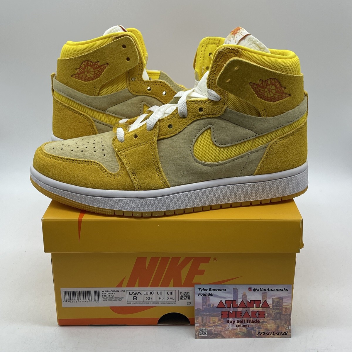 Size Air Jordan High Yellow Orche Yellow White Suede (FJ5743-700)