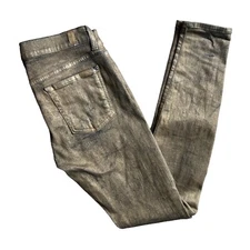 7 for all Mankind Gold Coated Mid-rise Skinny Jeans Size 29 Stretch Made In USA