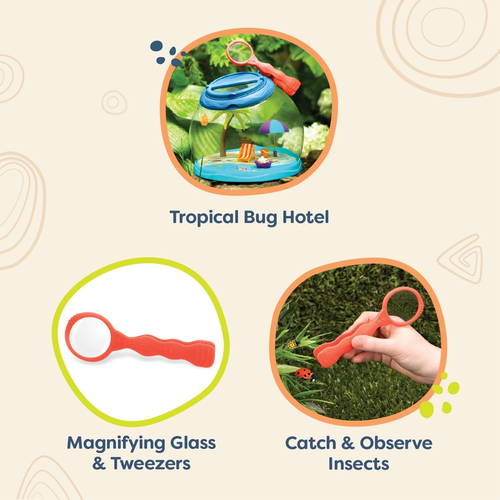 B. Toys- Tiki Retreat Bug Catcher Kit – 1 Bug Cage with Tweezers & Magnifying Gl - Picture 3 of 12