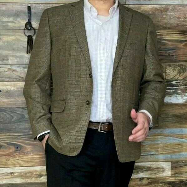 Club Room Houndstooth Check Blazer Sport Jacket Size 46R *EXCELLENT* - Image 2 of 4