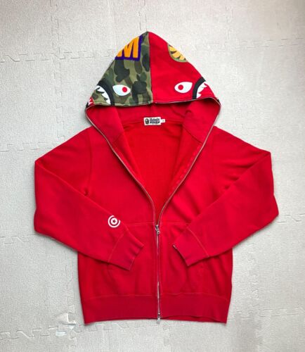 Bape Red Half 1st Camo Green Shark Full Zip Hoodie bathing authentic from  japan