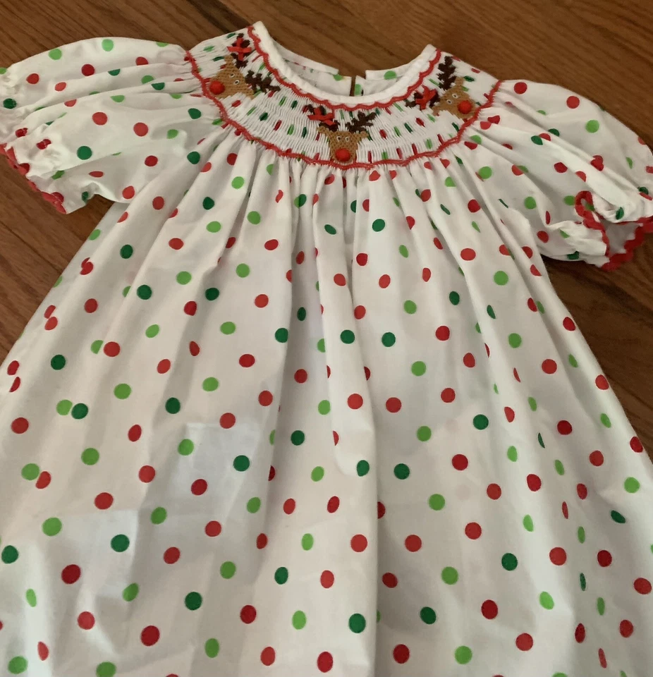 Kelly’s Kids Árbol Calado Talla 3-4 Poka Puntos Con Reno Foto 3 de 3