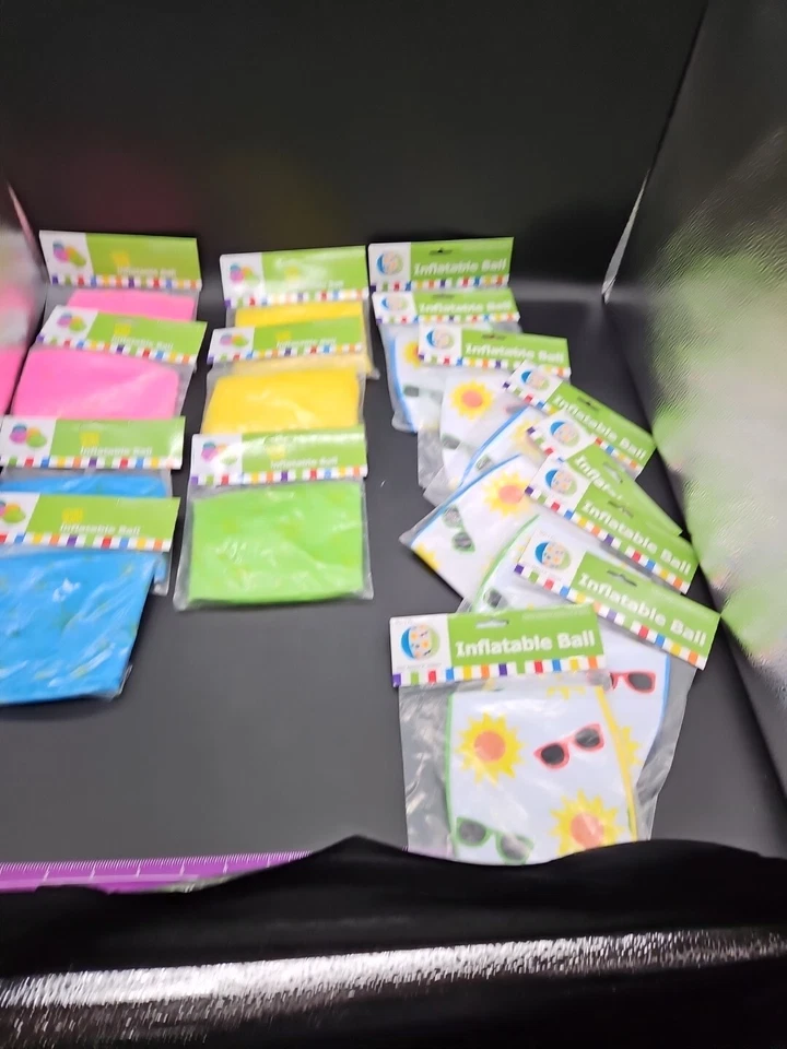 Lote de 15 - Bolas inflables de vinilo coloridas de 9" nuevas en paquetes infladas de 9 pulgadas Foto 2 de 4