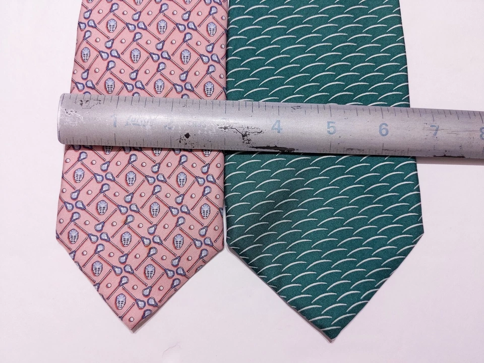 Lote de 2 Corbatas de Cuello VINEYARD VINES Lacrosse Gale Internacional Rosa Verde Foto 2 de 4