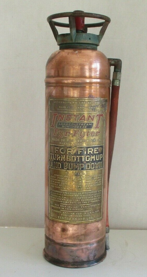 Small Vintage Copper & Brass Instant Fire (empty) extinguisher