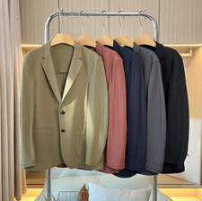 New Men Casual Strench Blazer Lightweight Sport Coat Thin Two Button Suit Jacket
