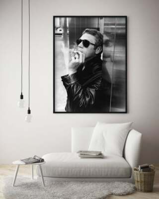 Steve McQueen Smoking Cool Vintage Retro Celebrities Poster Wall