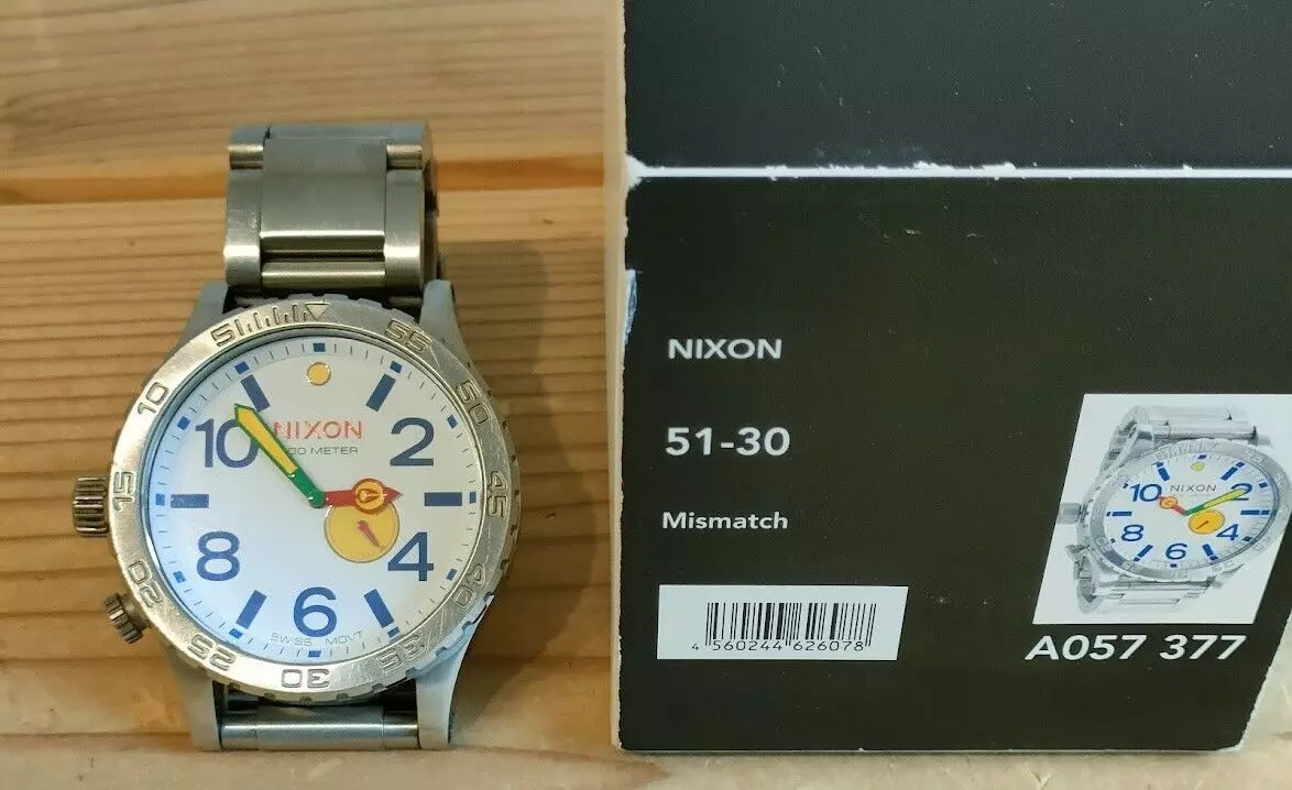 NIXON The 51-30 Mismatch White Silver Stainless Steel Band A057377