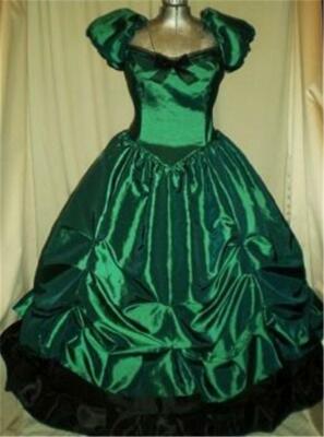Southern Belle Civil War SASS Old West Ball Gown Dress Emerald Green 32"  Bust | eBay