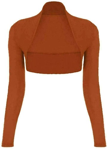 Womens Long Sleeve Plain Shrug Bolero Croped Ladies Cardigan Front Open Crop Top - Picture 17 of 23