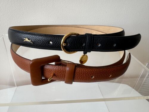 Set of 2 Longchamp Leather Belts 1 Black and 1 Br… - image 1