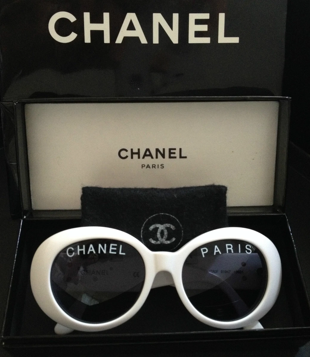 Full Set Rare Vintage CHANEL PARIS White Round Sunglasses Pharrell