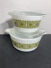 Vintage PYREX casserole dishes 474-B 1 1/2qt. and 473 1 qt. green verde
