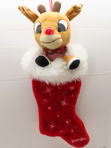 Rudolph Red Nosed Reindeer Plush Christmas Stocking  21" Does Not Light Up D4484