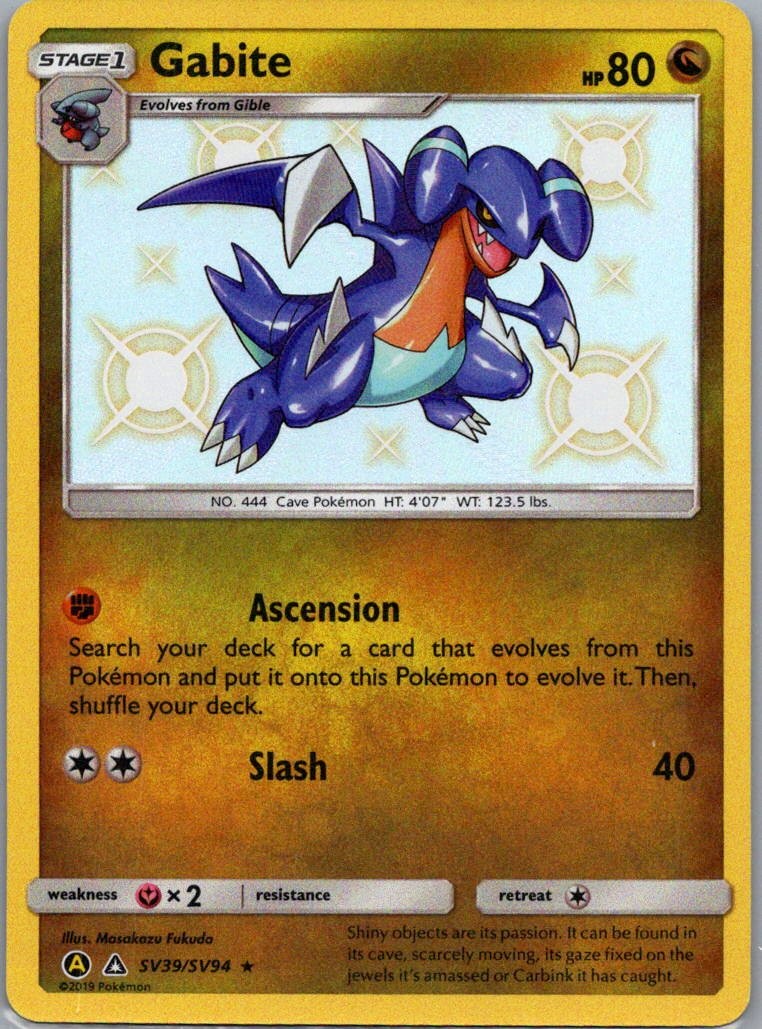 Gabite Shiny Holo Rare Hidden Fates: Shiny Vault SV39/SV94 LP-NM