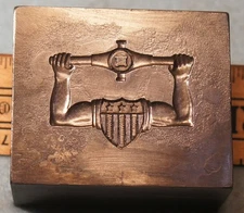 1919 OHIO MASTER PLUMBER Badge w/ Shield & Arms STEEL STAMPING DIE Robbins RH431