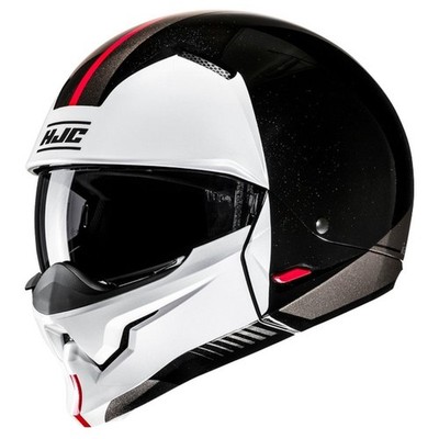 Hjc i20N Vena Covertible Street Motorcycle Helmet Black/White/Red - Pick Size