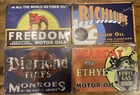 Lot of 4 Vintage Style Oil / Gas Tin Signs 8x12 - new