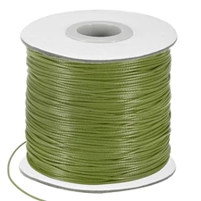 175 Yards 0.8mm Waxed Polyester Cord with Spool for Jewelry Making, Grass Green