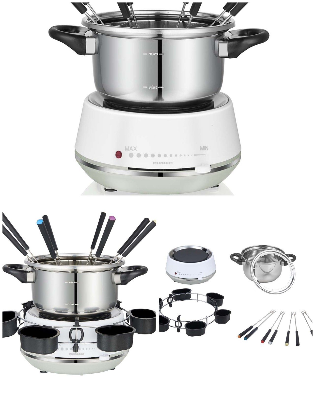 Appareil à fondue électrique 2L pour 8 personnes avec plateau tournant et 6 coupelles