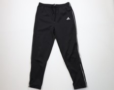 Vintage 90s Adidas Mens Small Spell Out Striped Cuffed Sweatpants Joggers Black