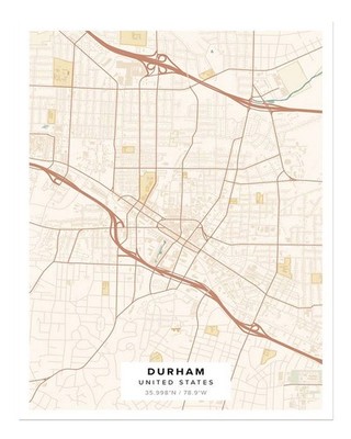 Durham Stadtkarte Wandkunst Minimalistische Urbane Dekoration Stadt Wa