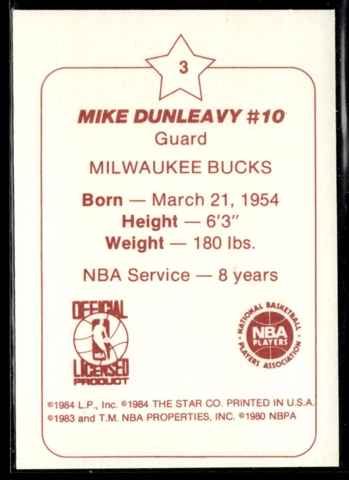 1984-85 Star Arena Milwaukee Bucks Mike Dunleavy HS - Image 2 of 2
