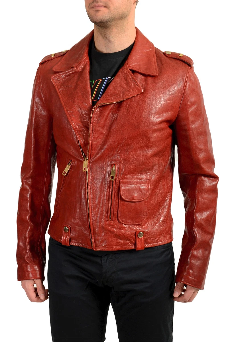 Dolce&Gabbana Leather Outer Shell Red Coats, Jackets & Vests for