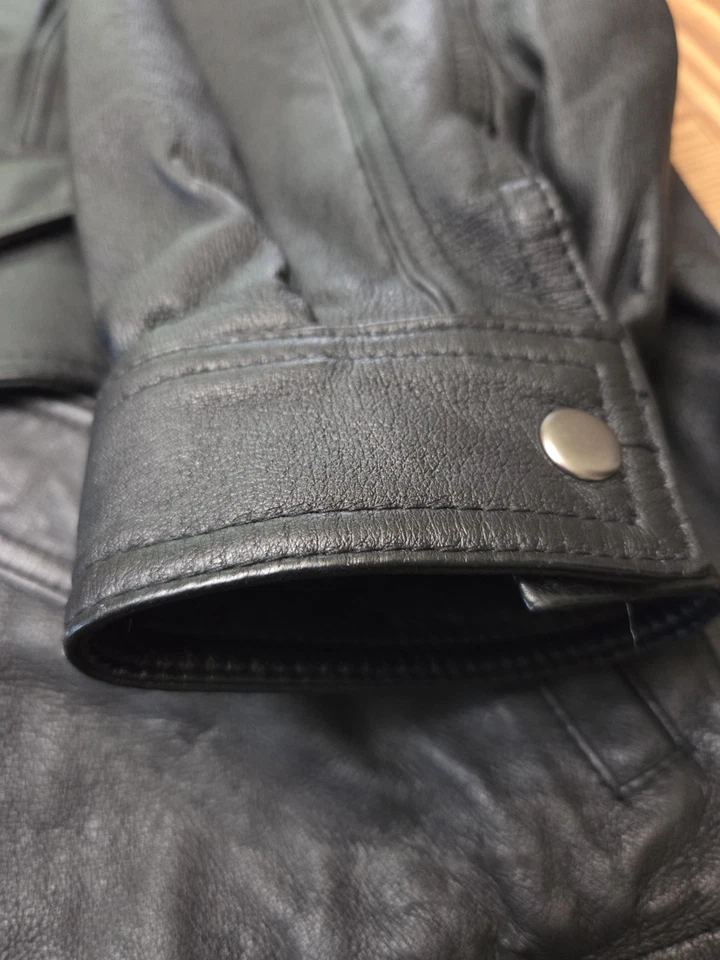 Abrigo de cuero para hombre Wilsons XL, capucha extraíble/forro aislante 5 bolsillos excelente estado Foto 3 de 4